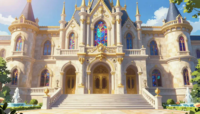 Visual representation of "palace" - A large, often luxurious building where a ruler like a king or queen lives.
