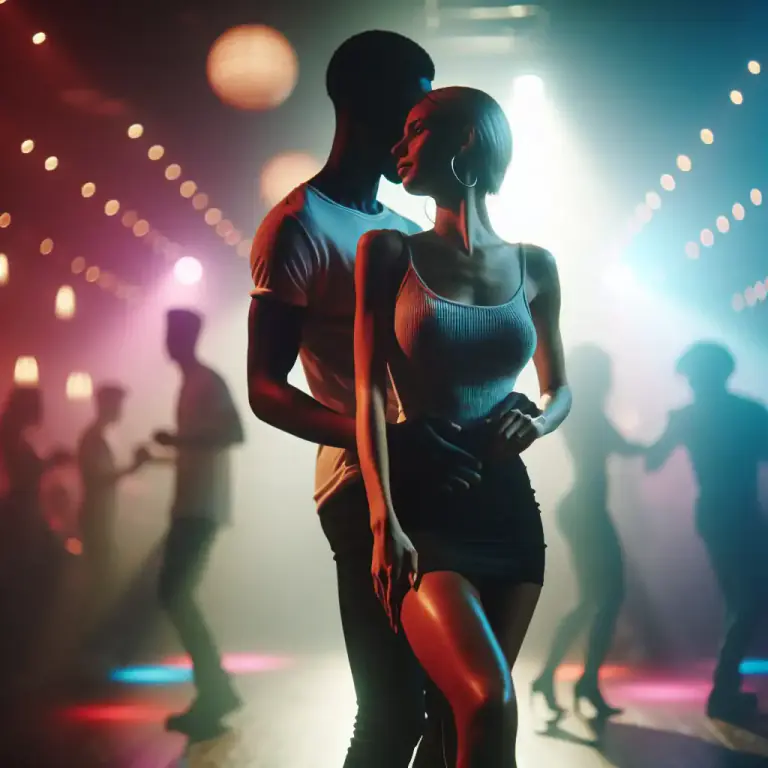 Visual representation of "grind" - To perform a dance characterized by sensuous gyrating movements