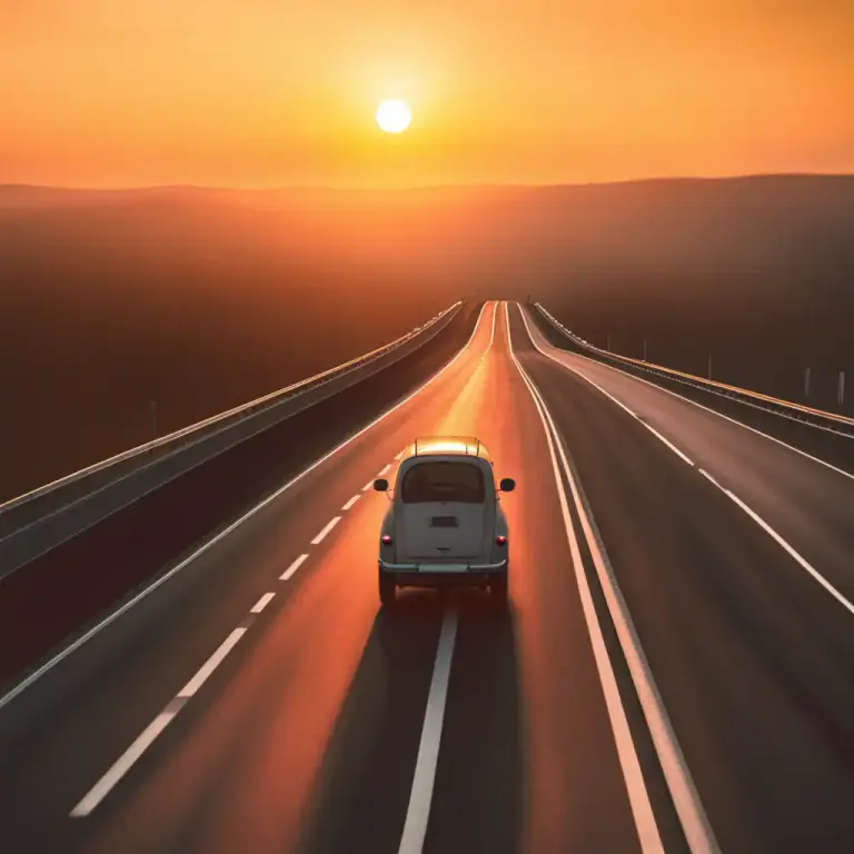 Visual representation of "hit the road/trail" - To start a journey or leave a place