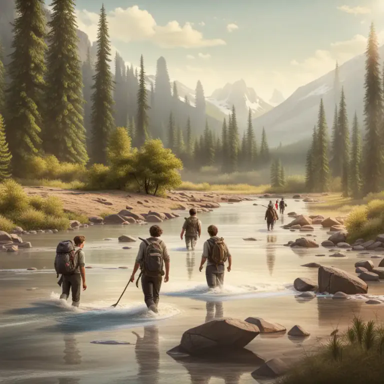 Visual representation of "ford" - To cross a river or stream at a shallow place