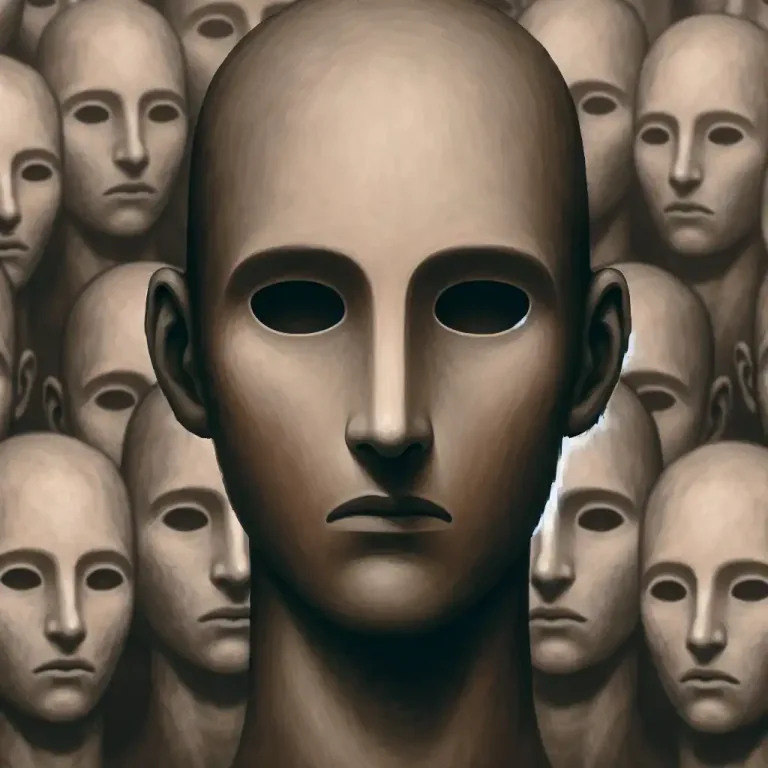 Visual representation of "cardboard" - Not showing much depth, without emotions or individual qualities.