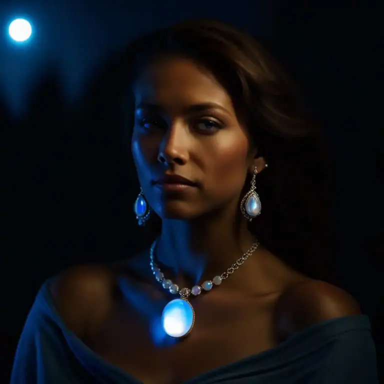 Visual representation of "moonstone" - A gem that changes color based on the light.