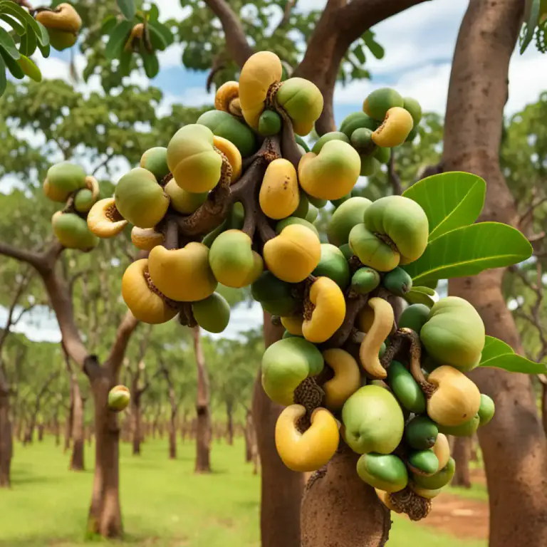 Visual representation of "cashew" - A tropical evergreen tree which produces the cashew seed and the cashew apple.