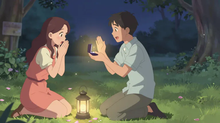 Visual representation of "pop the question" - To ask someone to marry you