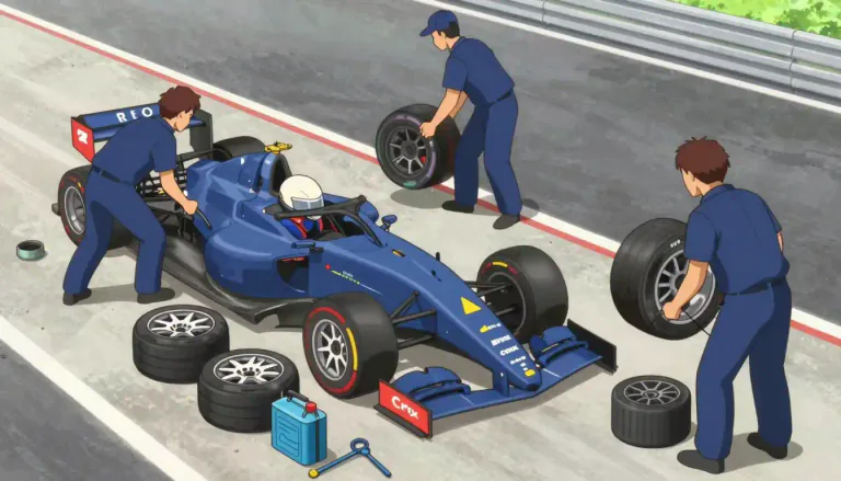 Visual representation of "pitstop" - A brief stop at a place for necessary maintenance or a quick break during a process.