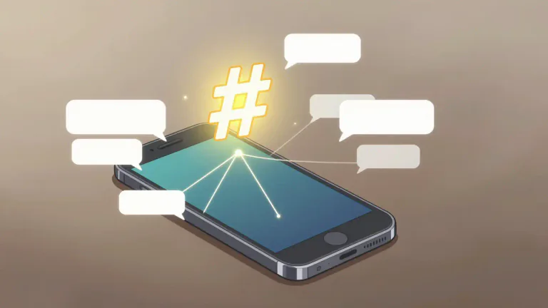 Visual representation of "hashtag" - A word or phrase with the symbol '#' in front, used on social media to link messages related to a topic.