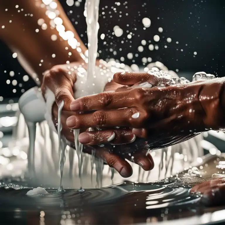 Visual representation of "soap" - The act of using soap to clean something