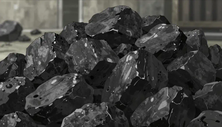 Visual representation of "anthracite" - A kind of coal that is hard, shiny, and has a high carbon content.