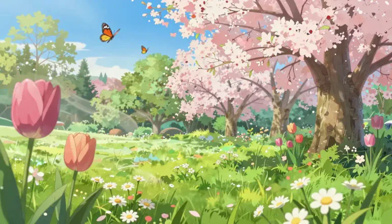 Visual representation of "primavera" - The season of spring, characterized by the blooming of flowers and warmer weather.