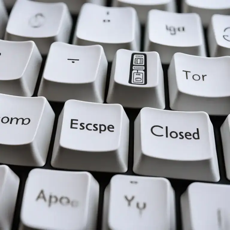 Visual representation of "escape" - a key on a computer keyboard that is used to stop an action, leave a screen, etc.