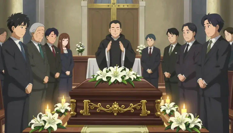Visual representation of "obsequy" - A funeral rite or ceremony.