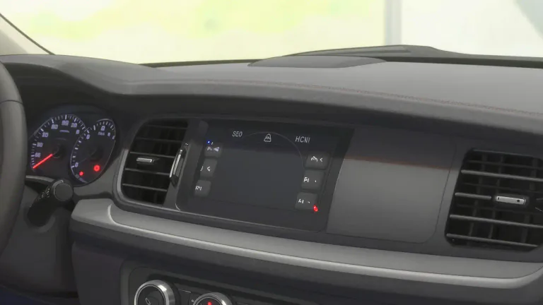 Visual representation of "dashboard" - A panel or surface in a vehicle which houses controls, dials, and displays