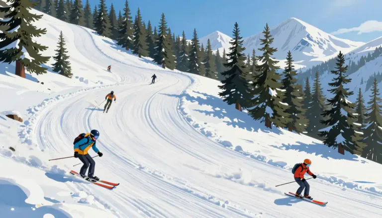 Visual representation of "piste" - A path or track for skiing or snowboarding down a mountain or hill.