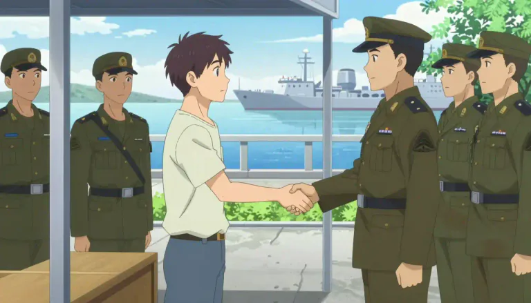 Visual representation of "enlist" - To join a group or organization, especially military forces.