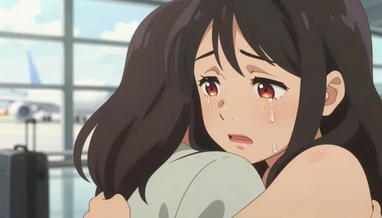 Visual representation of "teary" - Having tears flowing from the eyes, often due to emotions such as sadness or joy.