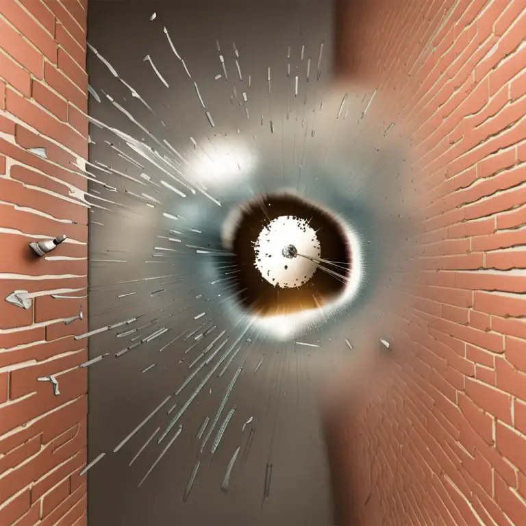 Visual representation of "shoot through" - to put a hole into something with a pointed tool, weapon or with great power