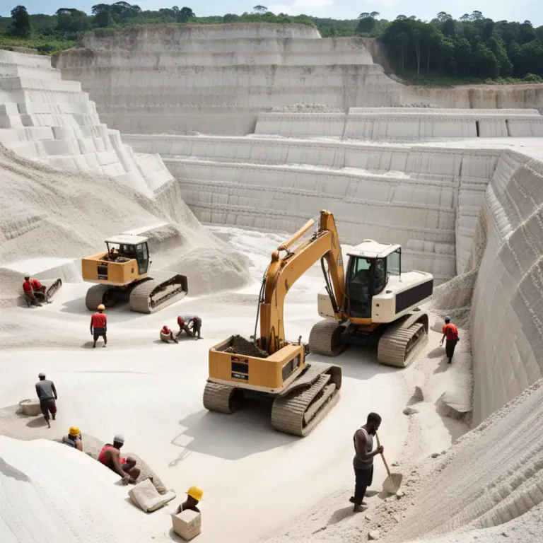Visual representation of "quarry" - to extract stone or other materials from a quarry