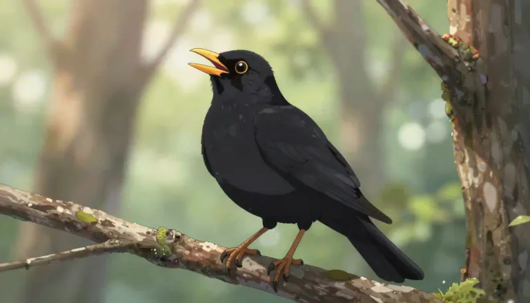 Visual representation of "blackbird" - A type of bird that is completely black or dark, known for its beautiful and melodious song.