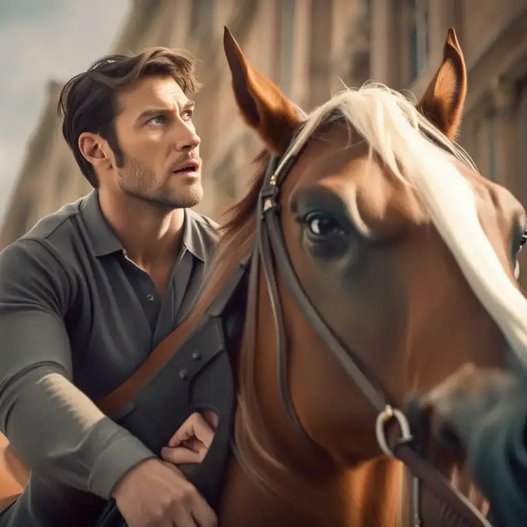 Visual representation of "be/get on your high horse" - To get angry, especially when someone suggests you are wrong or at fault