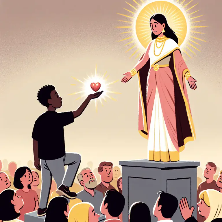 Visual representation of "deify" - To glorify or exalt to the highest degree.