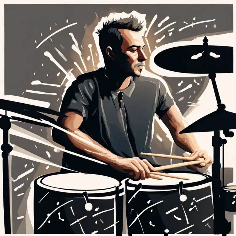 Visual representation of "pound out" - To strike something repeatedly, typically to create music or rhythm.