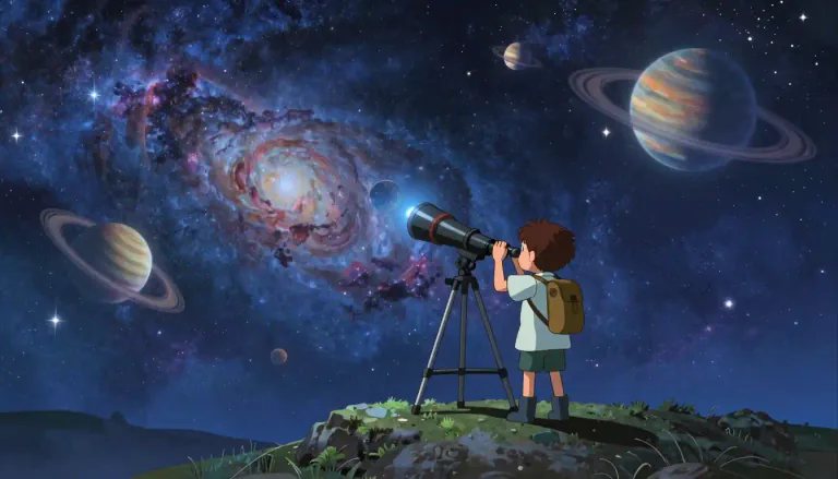 Visual representation of "astronomy" - The science that studies stars, planets and the universe.