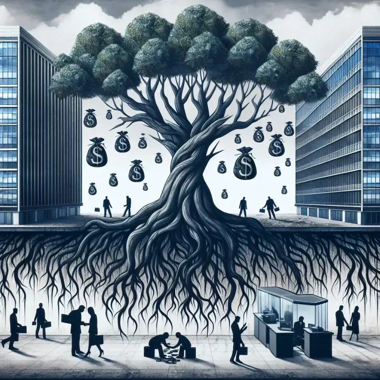 Visual representation of "systemically" - In a thorough and comprehensive way, potentially indicating a deep-rooted issue