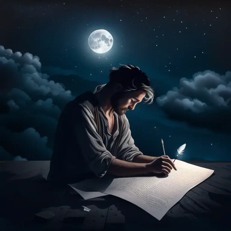 Visual representation of "moonstruck" - Showing dreamy or irrational behaviour, as if affected by the moon.