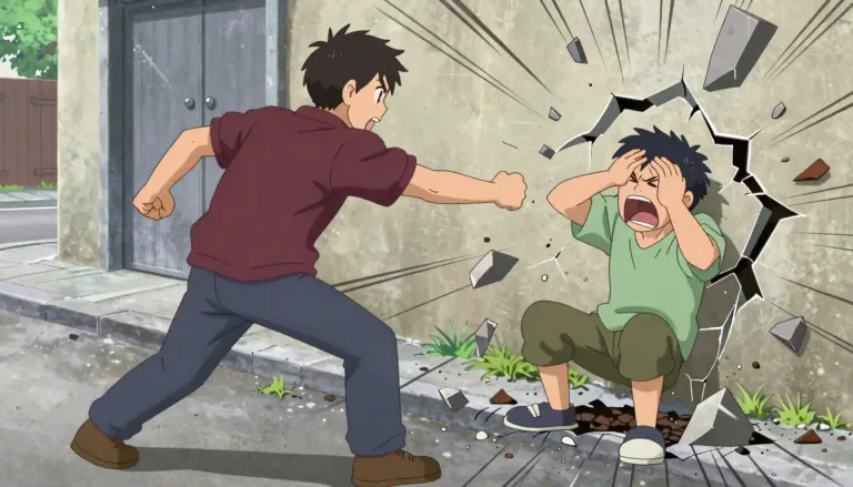 Visual representation of "violent" - using or involving physical force to hurt or damage someone or something