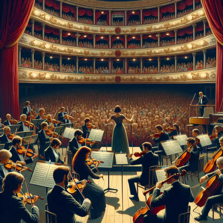 Visual representation of "overture" - A musical composition played before the start of an opera or play