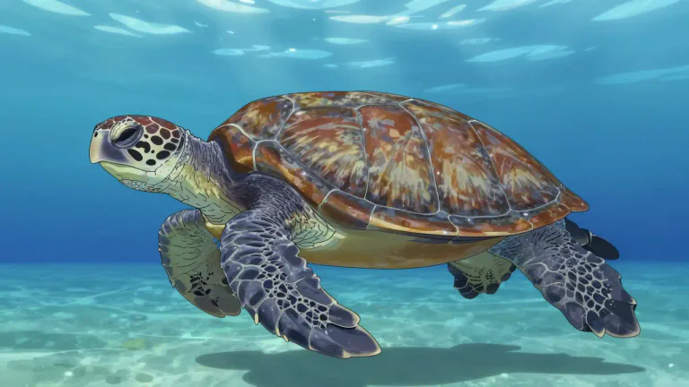 Visual representation of "leatherback" - A type of turtle that is the largest of all living turtles and is known for its dark, rubbery skin and lack of a hard shell