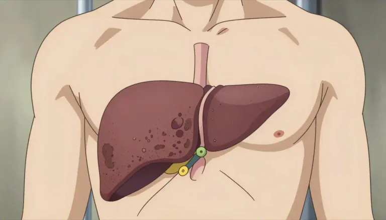 Visual representation of "cirrhotic" - Relating to cirrhosis of the liver, a condition characterized by scarring of liver tissue.