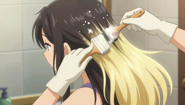 Visual representation of "bleach" - to make something lighter in color, usually by a chemical process