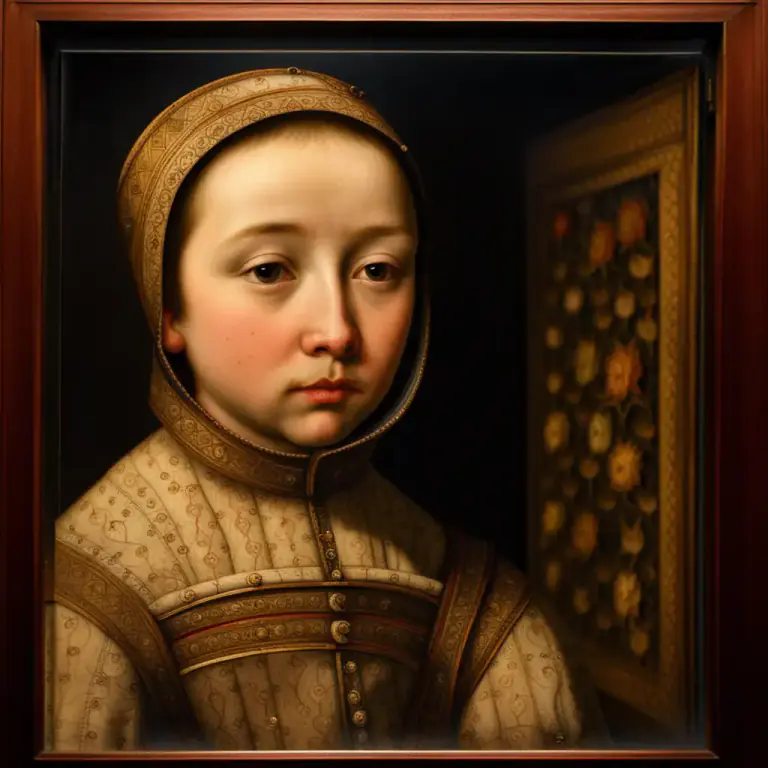 Visual representation of "miniature" - A small painting, especially a portrait, on ivory or vellum, usually extremely detailed