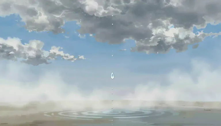 Visual representation of "rain" - Water droplets that fall from the sky