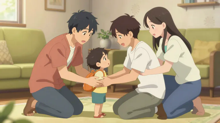 Visual representation of "adopt" - To take and raise a child that is not your own biologically