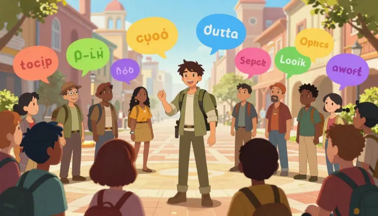 Visual representation of "polyglot" - A person who knows and can speak several languages.