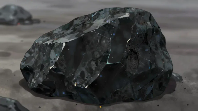 Visual representation of "obsidian" - A dark, shiny volcanic glass rock.