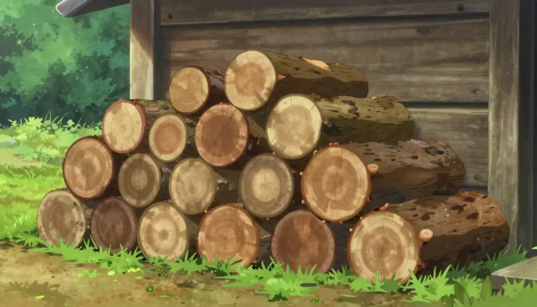Visual representation of "woodpile" - A stack of logs or cut wood, typically used for fuel.