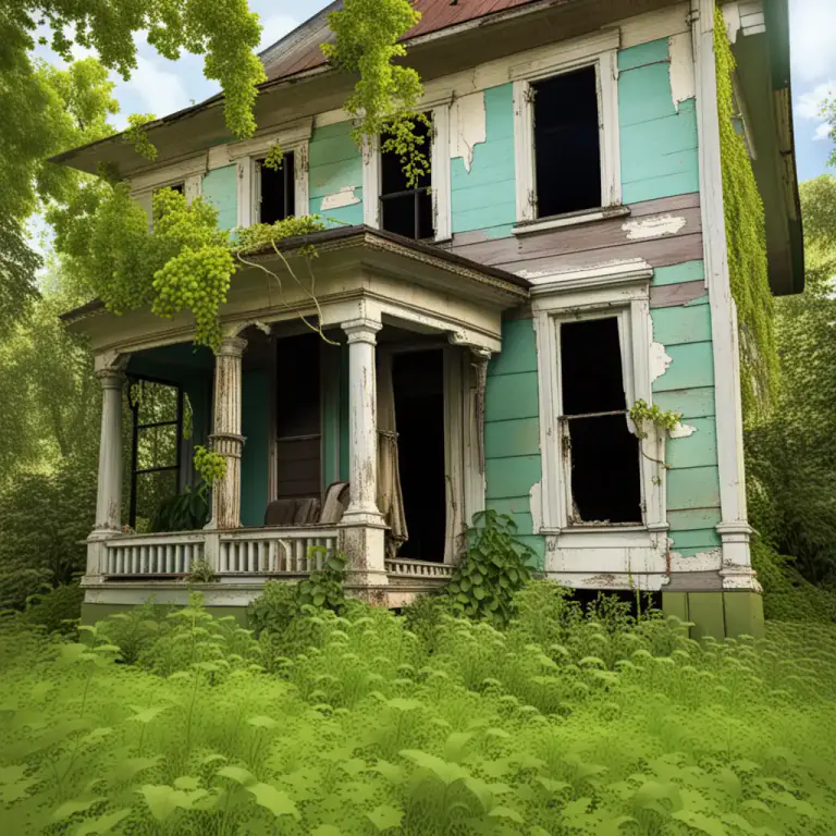 Visual representation of "bedraggled" - Being in a condition of decay or dilapidation, rundown.