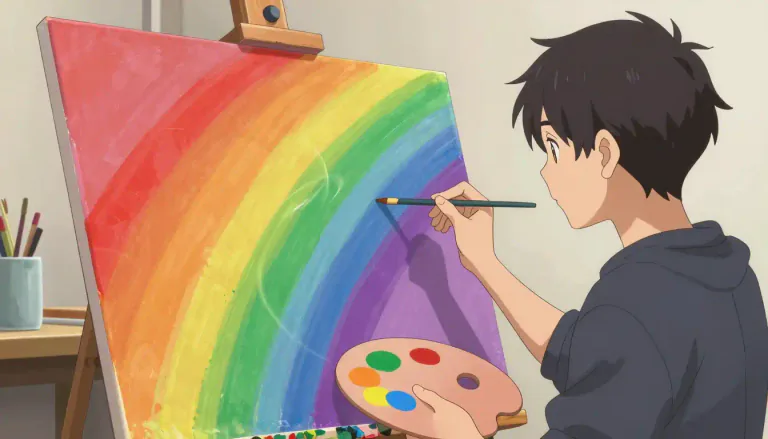 Visual representation of "chromatic" - Relating to colors, or using colors.