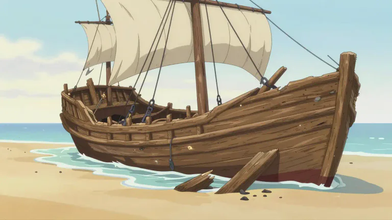 Visual representation of "wreck" - The remains of something that has been destroyed or badly damaged