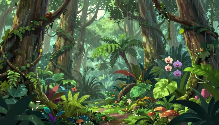 Visual representation of "plantlife" - The whole range of plants found in a specific habitat or region.