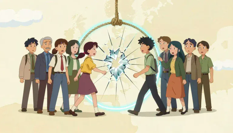 Visual representation of "disunite" - To separate or split something that was together or united before.