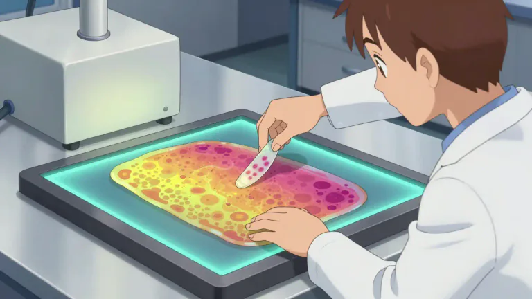 Visual representation of "autoradiography" - A technique that uses radioactive isotopes to visualize the distribution of substances in a biological specimen.
