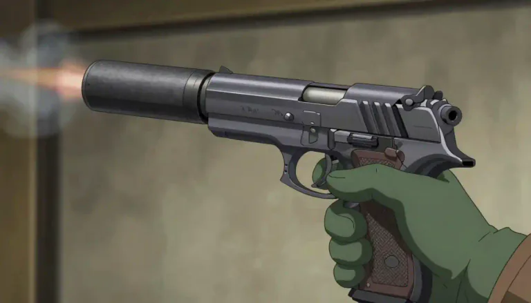 Visual representation of "silencer" - A device attached to a firearm to reduce the noise it makes when fired