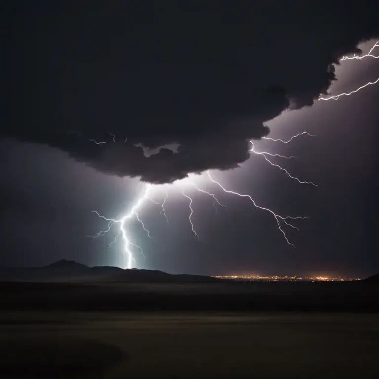 Visual representation of "bolt" - A flash of lightning that looks like a white line across the sky.
