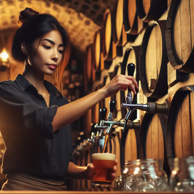 Visual representation of "draught" - Beer served from a cask or keg rather than from a bottle or can.