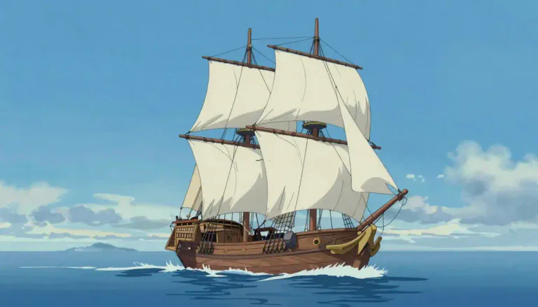 Visual representation of "schooner" - A type of ship with two or more masts, where the aft (back) mast is taller than the fore (front) mast
