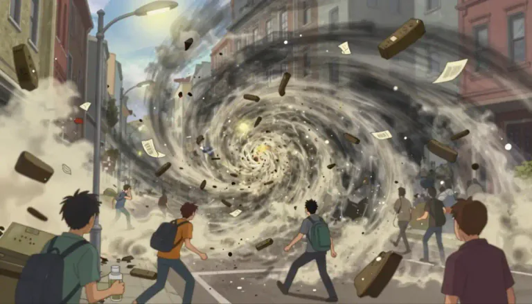 Visual representation of "maelstrom" - A situation or state of confused movement or violent turmoil.